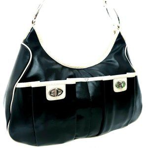 Antonio Melani Black Leather White Trim Purse Bag